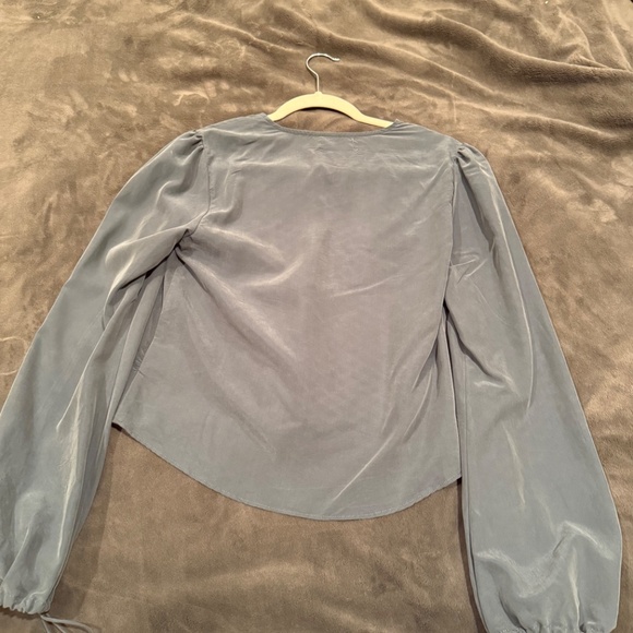 Urban Outfitters Slate Blue Tie-Front Blouse - Picture 4 of 5
